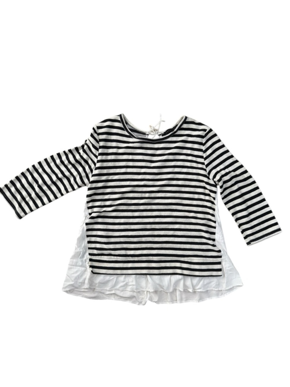 Sanctuary Women’s Striped Lace-Up Mixed Media Top off white/black Size Large